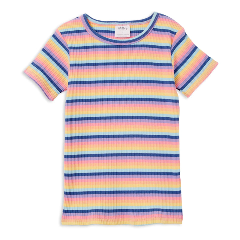 MILKY MULTI STRIPE RIB TEE