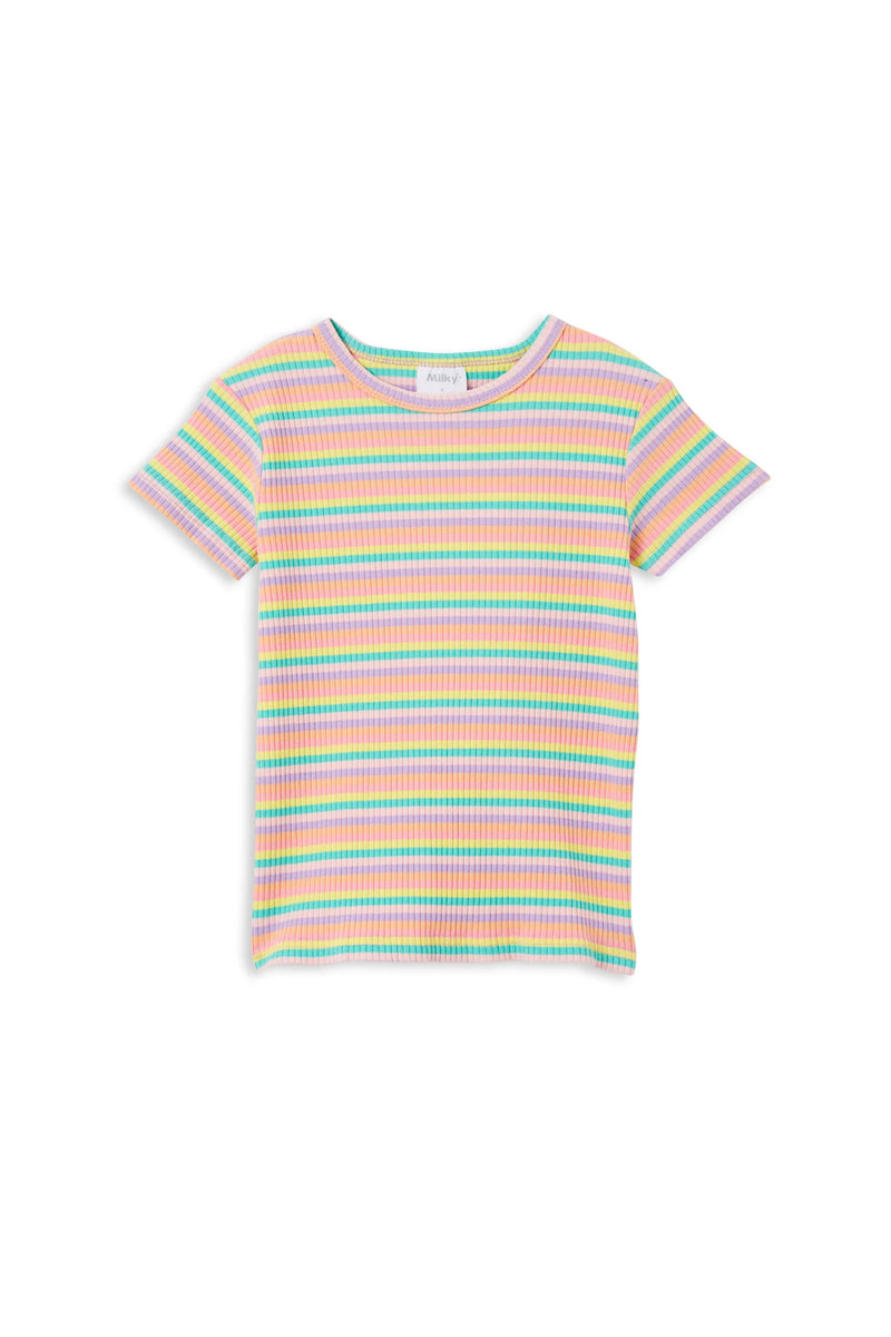 MILKY STRIPE RIB TEE