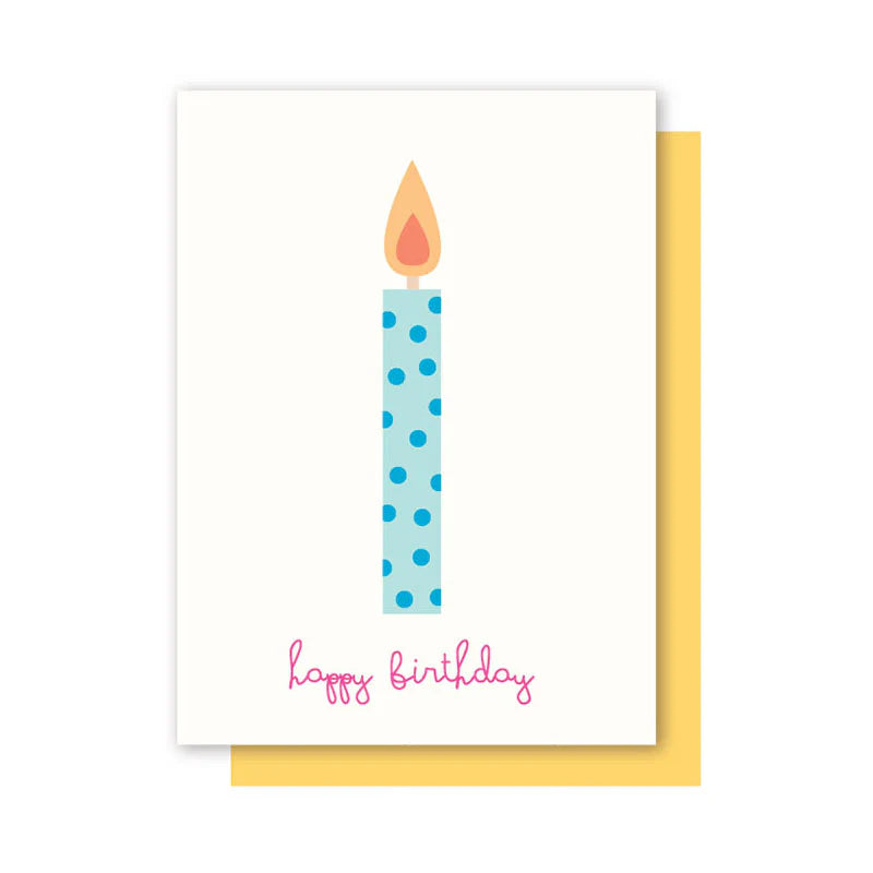 BIRTHDAY BLUE CANDLE W/FLUORO PINK FONT