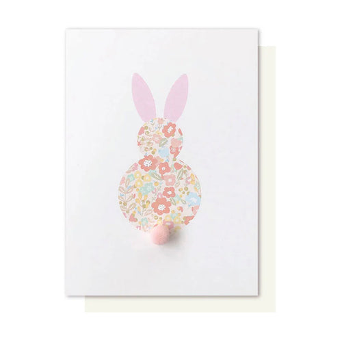 FLORAL BUNNY PINK ON CREAM W/POM EMB