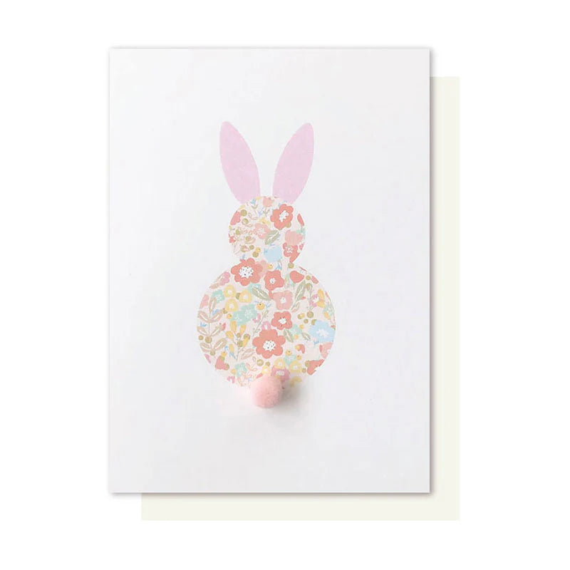 FLORAL BUNNY PINK ON CREAM W/POM EMB