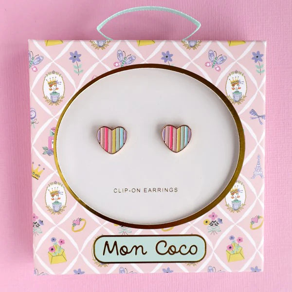 MON COCO CANDY HEART CLIP-ON EARRINGS