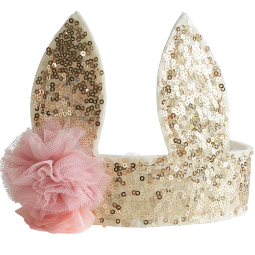 ALIMROSE SEQUIN BUNNY CROWN GOLD