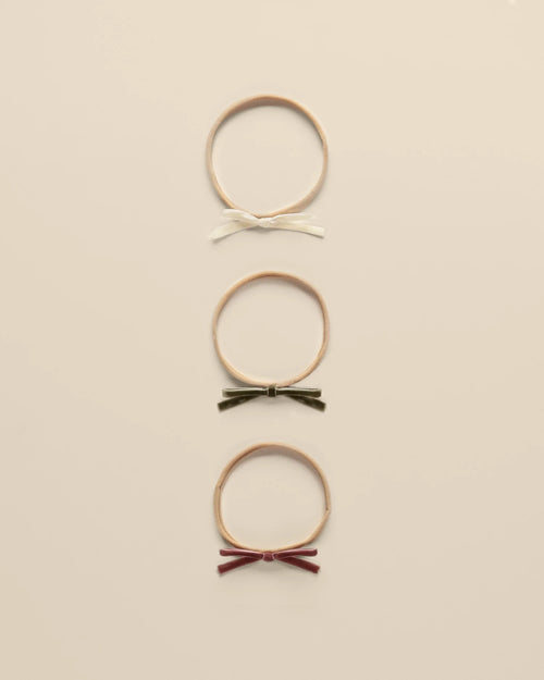 NORA LEE VELVET BOW HEADBANDS - POPPY IVORY OLIVE