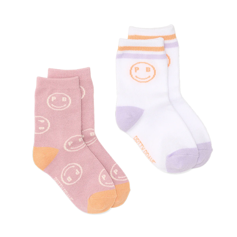 PRETTY BRAVE 2 PACK SMILEY SOCKS BLUSH/WHITE