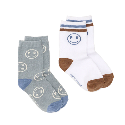 PRETTY BRAVE 2 PACK SMILEY SOCKS SAGE/WHITE