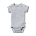 WILSON & FRENCHY ORGANIC STRIPE RIB BODYSUIT RAIN DROP