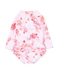 MINIHAHA PHEOBE PRINT LS SUNSUIT-REMOVABLE AQUA NAPPY