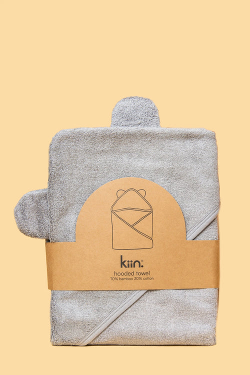 KIIN BABY HOODED TOWEL DUSKY BLUE