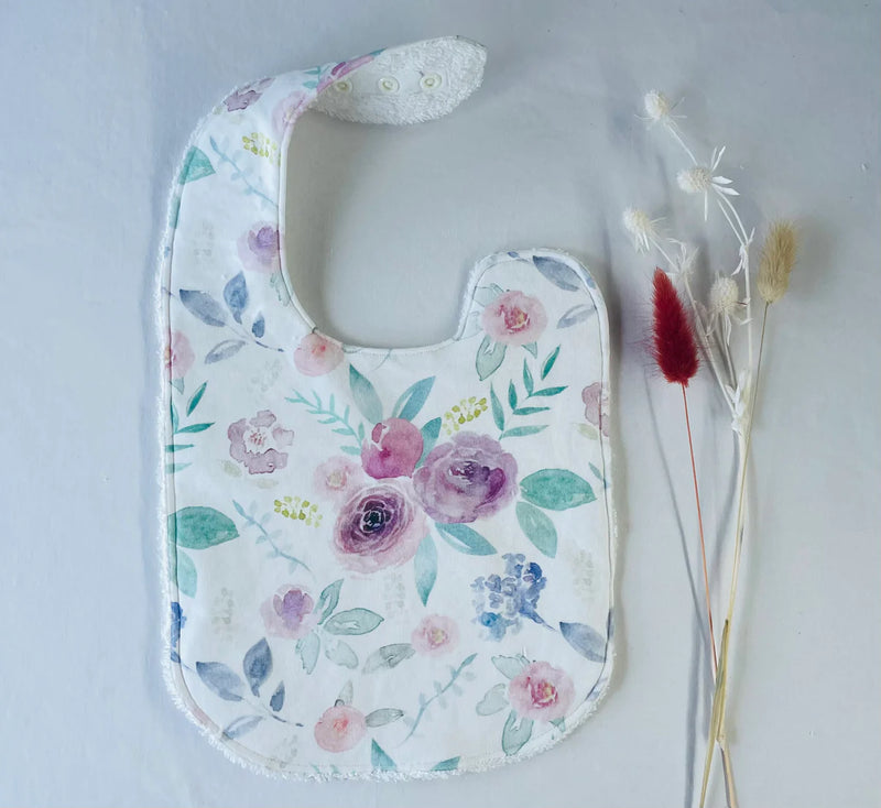 LITTLE WARRIOR & CO ORGANIC COTTON FEEDING BIB - LILY ROSE