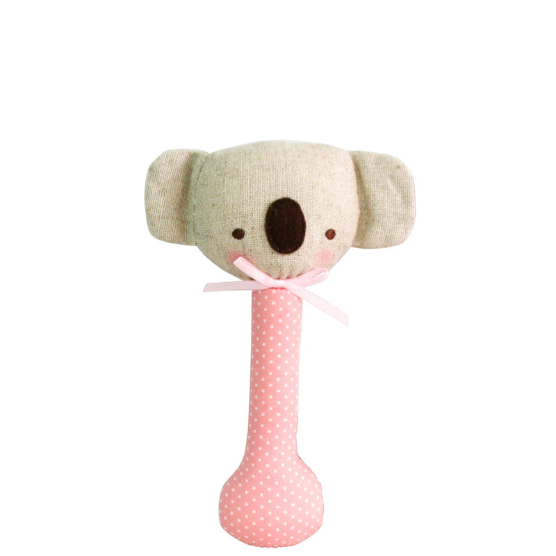 ALIMROSE KOALA STICK RATTLE PINK WHITE SPOT