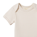 NATURE BABY SHORT SLEEVE BODYSUIT LILAC PINSTRIPE