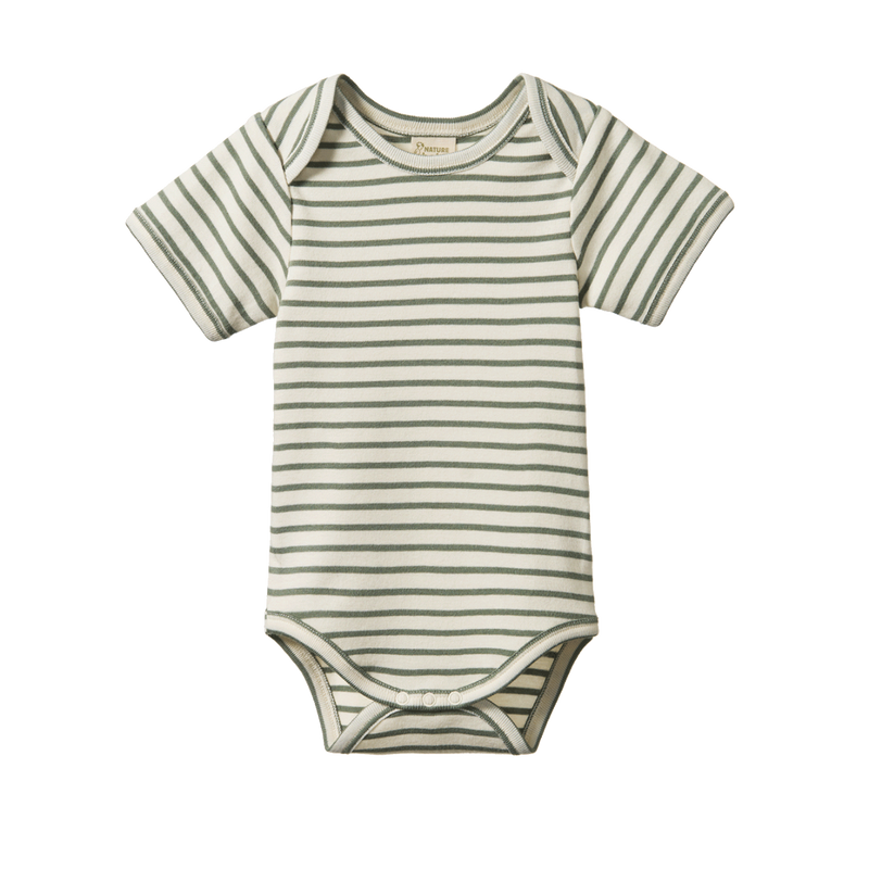 NATURE BABY SHORT SLEEVE BODYSUIT NETTLE SAILOR STRIPE