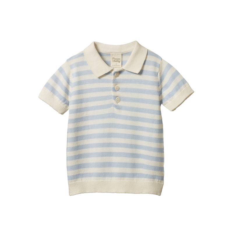 NATURE BABY STEVIE POLO CELESTIAL BLUE SEA STRIPE