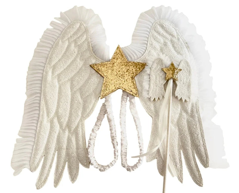 THREE TOTS GLITTER WHITE/GOLD ANGEL WAND