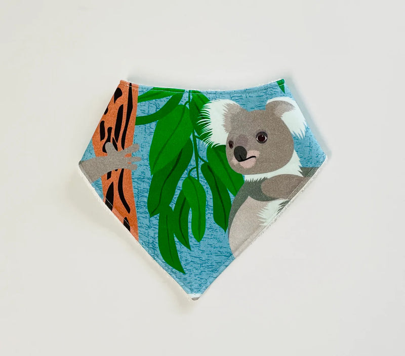 LITTLE WARRIOR & CO ORGANIC COTTON BANDANA BIB- GUMTREE KOALA